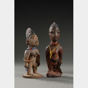 Two African Carved Wood Ibeji Dolls