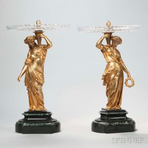 Pair of Neoclassical-style Figural Gilt-bronze Tazza