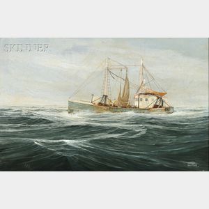Warren Boucher (American, 1922-1999) Fishing Vessel Hauling Nets