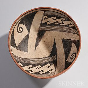 Gila Geometric Polychrome Pottery Bowl