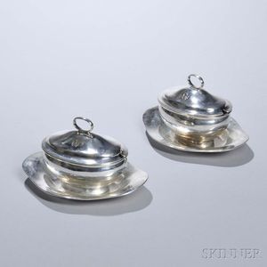 Pair of George III Sterling Silver Sauce Tureens and Undertrays