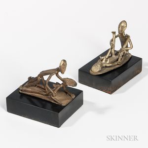 Two Gilt-bronze Erotic Figural Groups