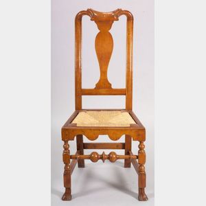 Queen Anne Maple Carved Spanish-foot Side Chair