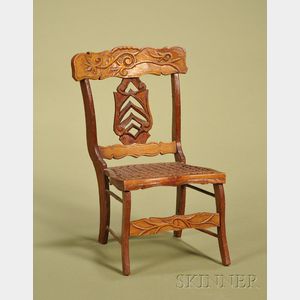 American Miniature Maple and Oak Caned Side Chair