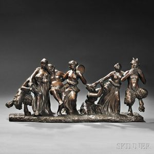 German School, Late 19th/Early 20th Century Bronze Sculpture of a Bacchanal Procession