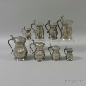 Set of Four Pewter Measures and Four Others