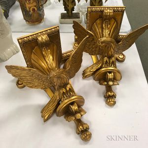 Pair of Giltwood Eagle Wall Brackets
