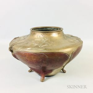 Chinese Moth- and Floral-decorated Bronze Vase