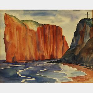 Vera Eugenia Andrus (American, 1896-1979) Cliffs at Perce Beach, Gaspe Peninsula, Quebec