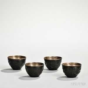 Four Coconut Shell Wine Cups