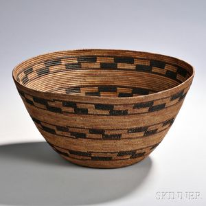 Yokuts Polychrome Basketry Bowl