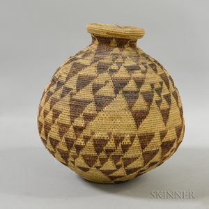 Woven Covered Olla-shaped Basket