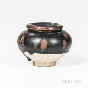 Splashed Brown-glazed Stoneware Jarlet and Cover