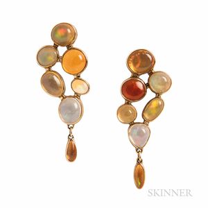 14kt Gold and Fire Opal Earrings