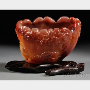 Agate Fishbowl with Wood Stand