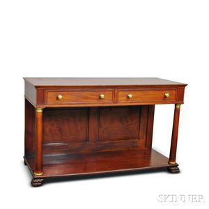 Late Classical-style Cherry Two-drawer Server