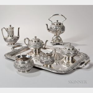 Six-piece Tiffany & Co. Sterling Silver Tea and Coffee Service with Silver-plated Tray