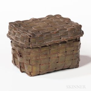 Small Green-painted Covered Splint Basket