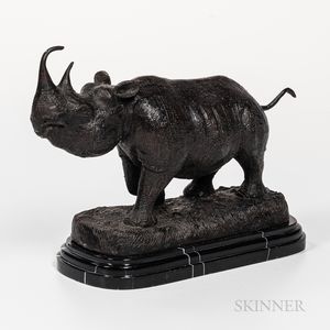 Jules Moigniez Bronze Statue of a Rhinoceros