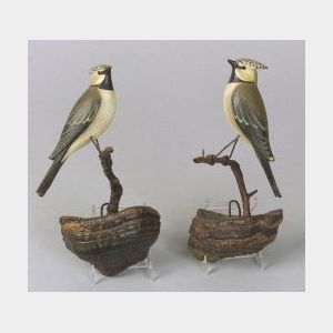Pair of Carved and Painted Birds