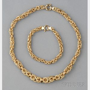 18kt Gold Necklace, and Bracelet