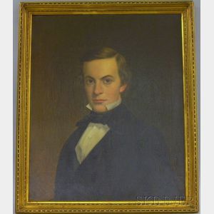 Framed American School 19th Century Oil on Canvas Portrait of a Gentleman