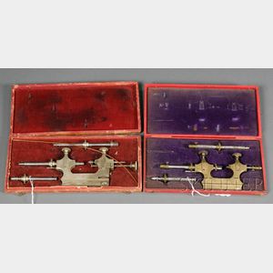 Two Boxed Sets of Cast Brass and Steel Jacot Tools