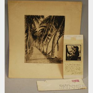 Lot of Two Etchings: Anthony Thieme (American, 1888-1954),Palm Trees