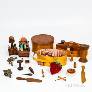 Sewing Carrier, Shaker Basket, and Sewing Items