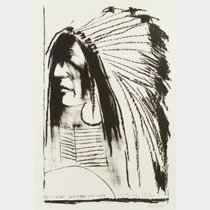 Leonard Baskin (American, 1922-2000) Lot of Two Images of Native Americans: Sitting Bull