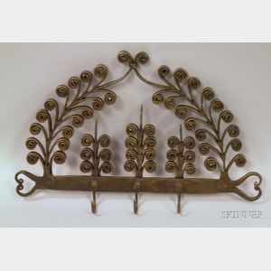 Scrollwork Wrought Iron Wall Rack with Hooks