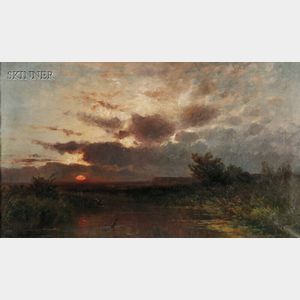 Franz Reder-Broili (German, 1854-1918) Marsh View at Sunset
