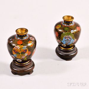 Pair of Miniature Cloisonne Jars