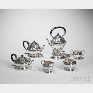 Six-piece Arts and Crafts Sterling Silver Tea and Coffee Service