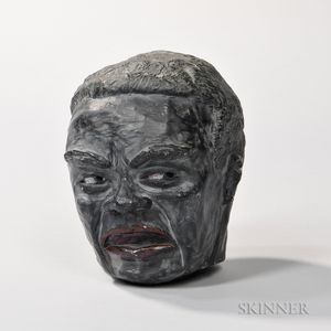 Painted Plaster Head of Black Man. 