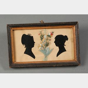 Double Portrait Silhouette of Women with Embroidered Decoration