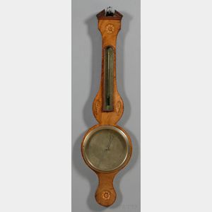 Inlaid Mahogany Veneer Wheel Barometer