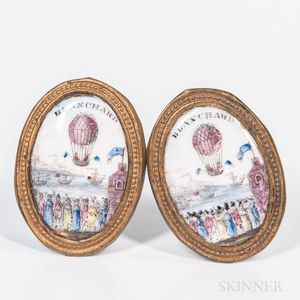 Pair of Enamel and Brass Balloon Mirror Rests
