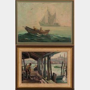 Stephen George Maniatty (American, 1910-1984) Two Framed Oil Sketches.