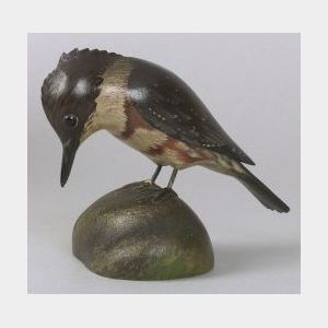 Carved and Painted Carving of a Kingfisher