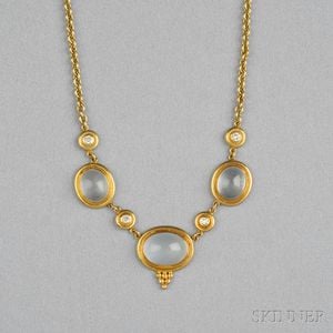 18kt Gold, Rock Crystal, and Diamond Necklace, Temple St. Clair