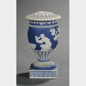 Wedgwood Dark Blue Jasper Dip Candle Vase and Cover