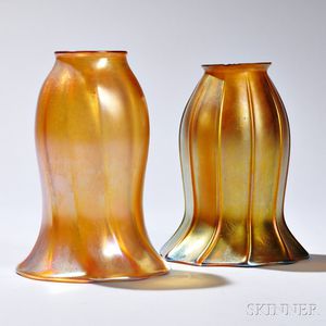 Quezal Art Glass Shade and Another Similar Shade