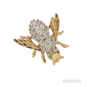 14kt Gold and Diamond Bee Pin