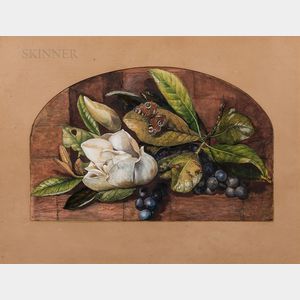 Louisa Colfox (British, 19th Century) Grapes and Magnolia