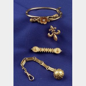 Four Etruscan Revival Jewelry Items