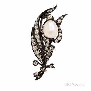 Antique Pearl and Diamond Brooch