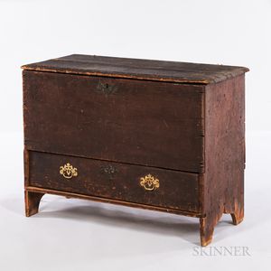 Country Red-painted Blanket Chest-over-drawer