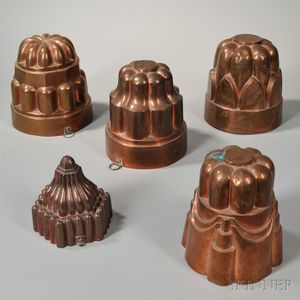 Five Copper Food Molds
