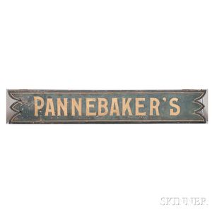 Large Painted and Gilt-lettered "PANNEBAKER'S" Sign